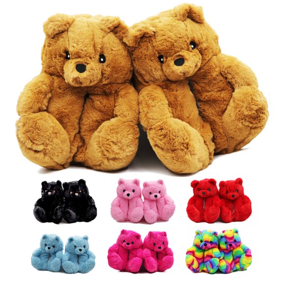 Women's Teddy Bears Slippers, Fuzzy Animal Slippers, Cute House Bear Slippers, Indoor Shoes Warm Winter All-Inclusive Women Home Slippers