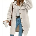 thumbnail image 1 of Women's Teddy Fleece Coat-Plush Oversized Long Cardigan, Cozy Winter Fuzzy Outwear for Casual Style Milky White XL, 1 of 9