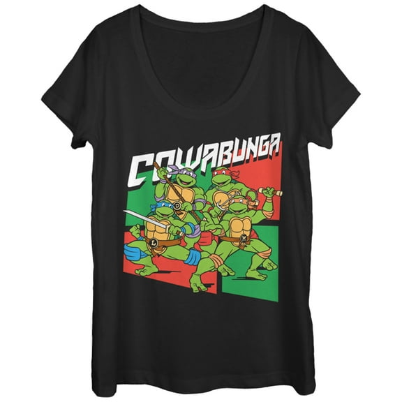 Women's Teenage Mutant Ninja Turtles Cowabunga Heroes  Scoop Neck Black X Large