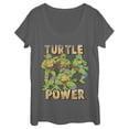 thumbnail image 1 of Women's Teenage Mutant Ninja Turtles Distressed Turtle Power Scoop Neck Charcoal Small, 1 of 4