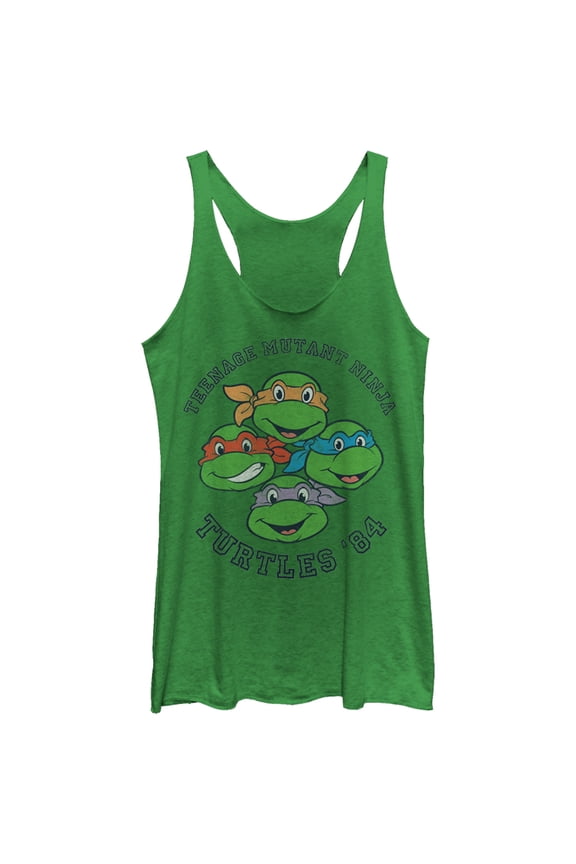 Women's Teenage Mutant Ninja Turtles Group '84 Racerback Tank Top Envy Green 2X Large