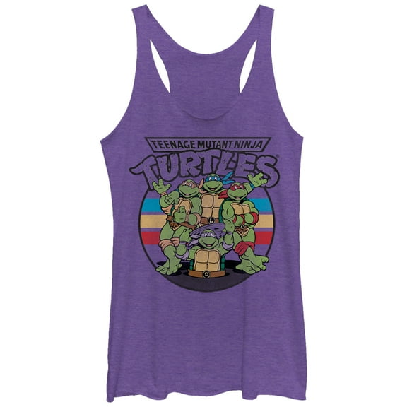 Women's Teenage Mutant Ninja Turtles Group Wave Racerback Tank Top Purple Heather Medium