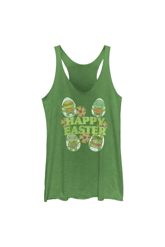 Women's Teenage Mutant Ninja Turtles Happy Easter Cute Best Friends Racerback Tank Top Envy Green X Small
