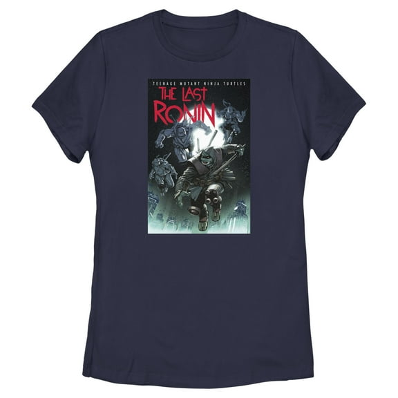 Women's Teenage Mutant Ninja Turtles The Last Ronin Issue 4 Cover  Graphic Tee Navy Blue Large