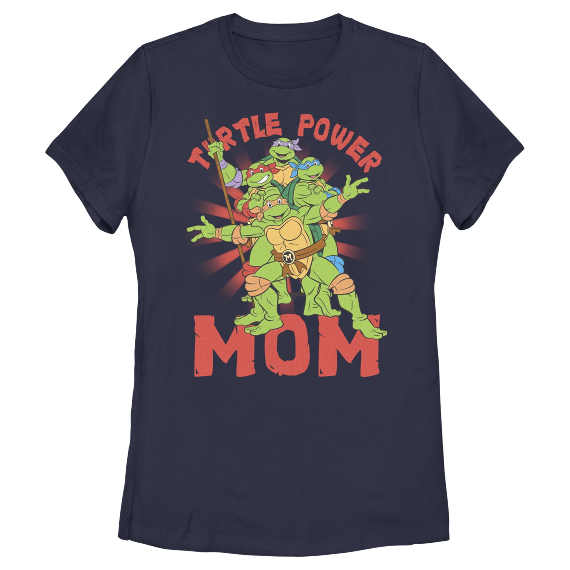 Women's Teenage Mutant Ninja Turtles Turtle Power Mom T-Shirt - Navy Blue -  2X Large
