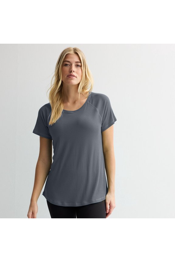 Women's Tek Gear® Essential Core Raglan Tee Color: Heritage Gray Rib Size: LARGE