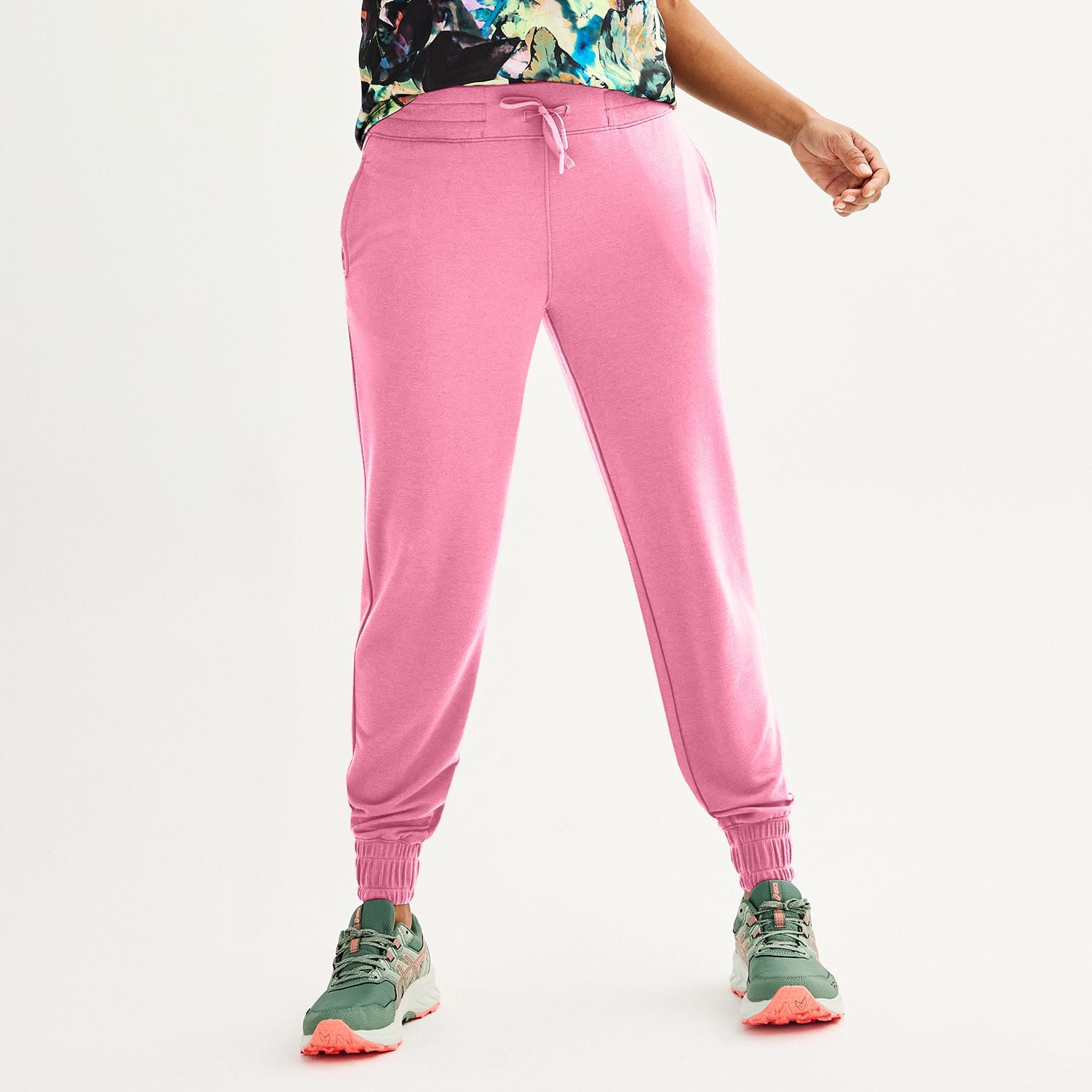 Women s Tek Gear French Terry Joggers Color Malibu Pnk Size LARGE Walmart