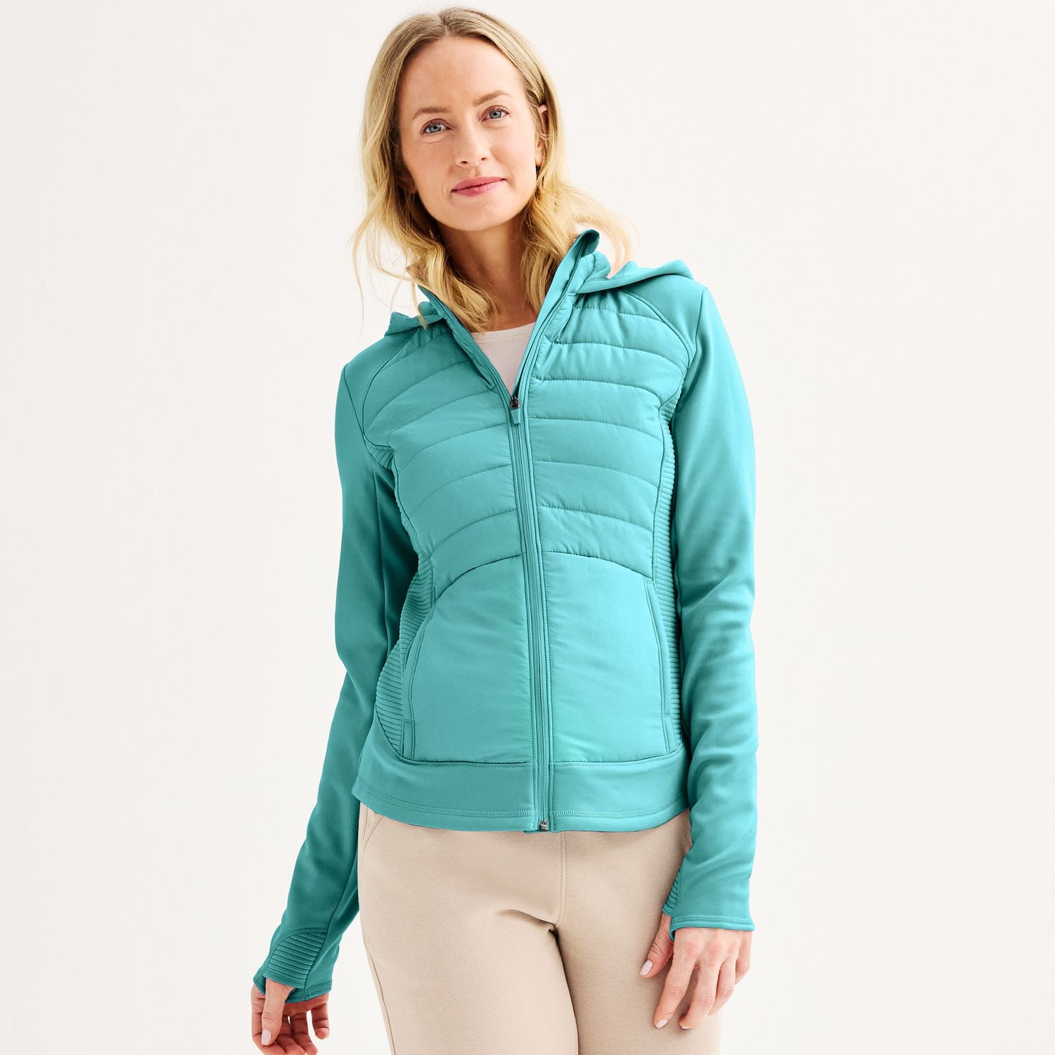 Women's Tek Gear® Hooded Mixed-Media Jacket - Walmart.com