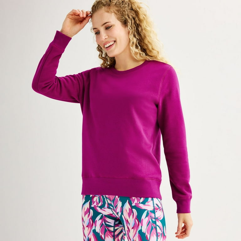 Women s Tek Gear Ultrasoft Fleece Crewneck Sweatshirt Color Berry Grigio Size XL TALL