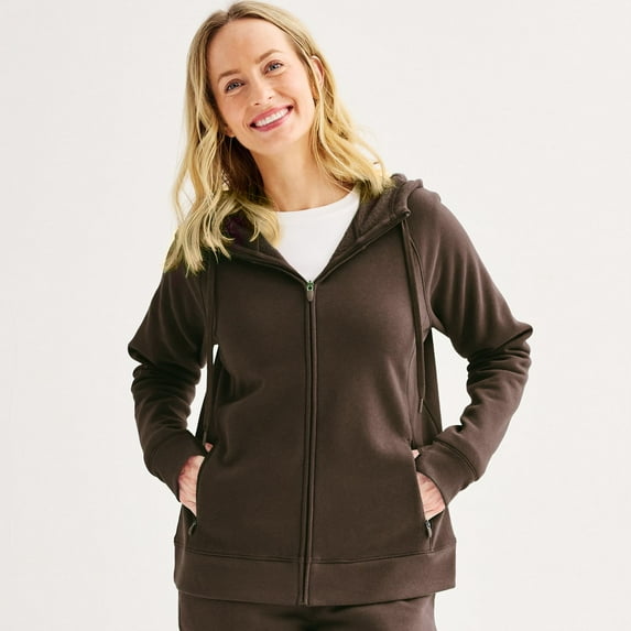 Women's Tek Gear® Ultrasoft Fleece Hoodie Jacket Color: Birk Brown Size: LARGE