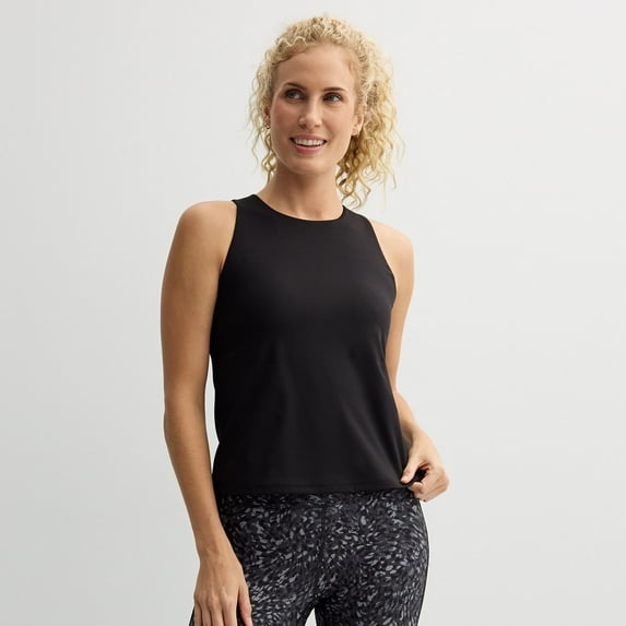 Women's Tek Gear® Ultrastretch High Neck Built In Bra Tank Color: Mineral Black Size: XX LARGE