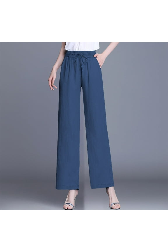 Women's Tencel Wide Leg Jeans High Waisted Straight Denim Pants with Five-Pocket Design Comfort Stretch Breathable Soft Fabric for Casual Wear Dark Blue XXL