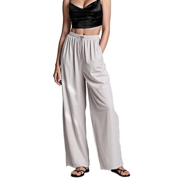 Vphie Women's Tencel Wide Leg Pants, Gray, Size L