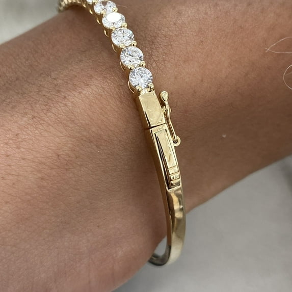 Women's Tennis Bracelet 4 Ct Round Cut White Moissanite 14K Yellow Gold Plated