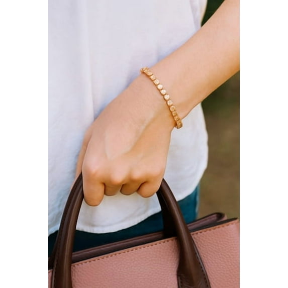 Women's Tennis Bracelet Gold Silver Plated Cubic Zirconia Jewelry 7" Chain Crystal Diamond Bracelet 4MM (Gold)