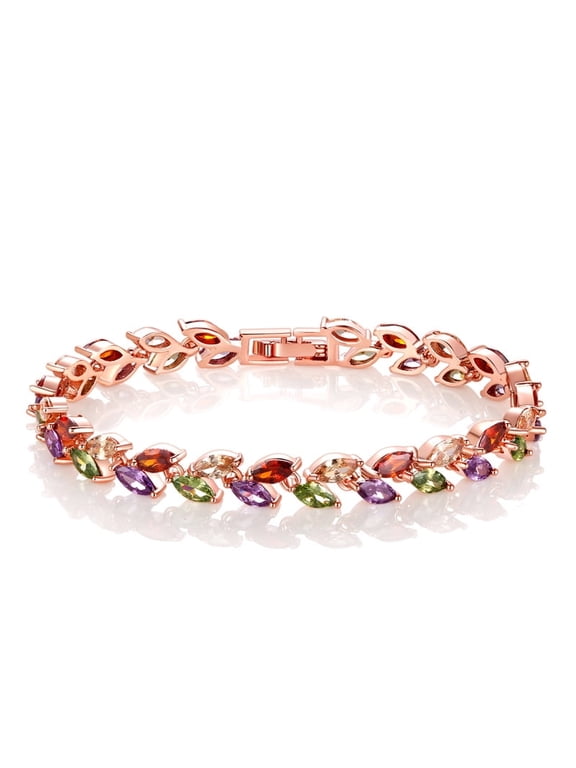 Women's Tennis Bracelets Luxury Slender Rose Gold Plated Bracelet with Sparkling Cubic Zirconia Bracelet Jewelry Gifts for Her
