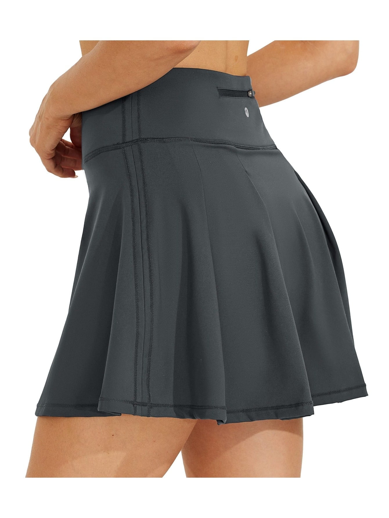 Werena Pleated Tennis Skirt w Pockets Skort Shorts Athletic Golf, Black,  Medium