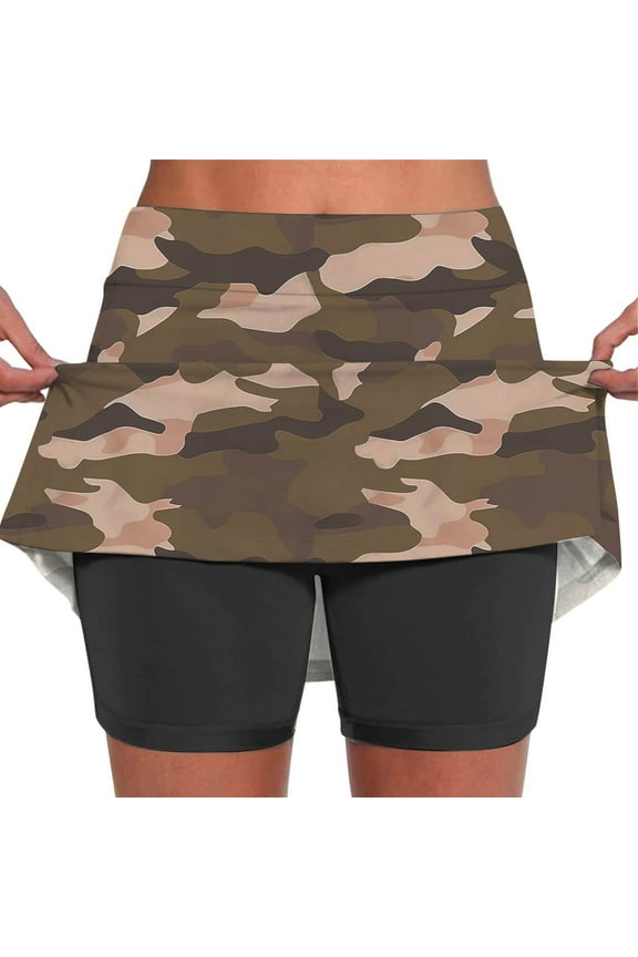 Women's Tennis Skirt Camouflage Pleated Skirts Golf Skorts for Woman High Waisted Lightweight Athletic with Shorts Pockets