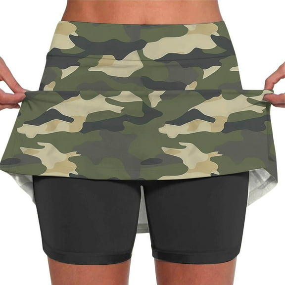 Women's Tennis Skirt Camouflage Pleated Skirts Golf Skorts for Woman High Waisted Lightweight Athletic with Shorts Pockets