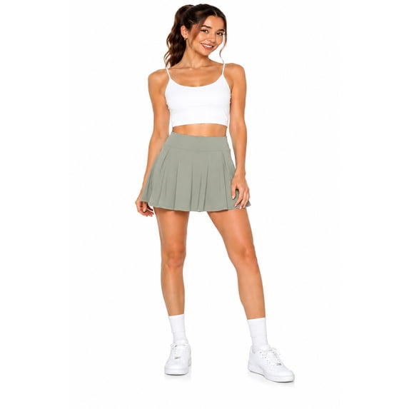 Women's Tennis Skirt with Built-In Shorts Athletic Skort with Side Pocket Sage L