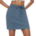 thumbnail image 1 of Women's Tennis Skirt with Built-in Shorts, Drawstring Active Golf Skort,Blue,XL, 1 of 7