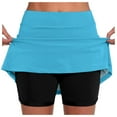 thumbnail image 1 of Women's Tennis Skirts,Clearance Elastic Waist Solid Color Workout Bottom Short Casual Stretchy Summer Shorts for Women 2025,Blue,2XL, 1 of 6