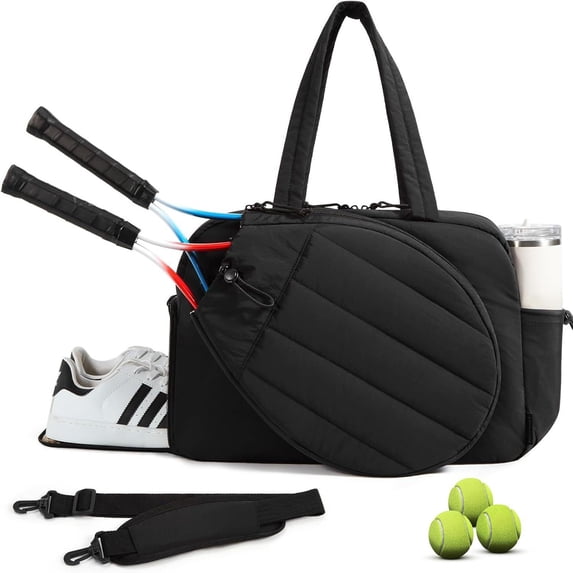 Women’s Tennis Tote Bag – 3-in-1 Crossbody Tennis Bag for 2 Rackets w/ Shoe Compartment & Wet Bag, Gym & Pickleball