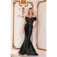 thumbnail image 1 of Women's Terani Couture 2011M2159 Elegant Two-Tone Mikado Off-Shoulder Mother of the Bride Dress Black 22 Black Black, 1 of 1