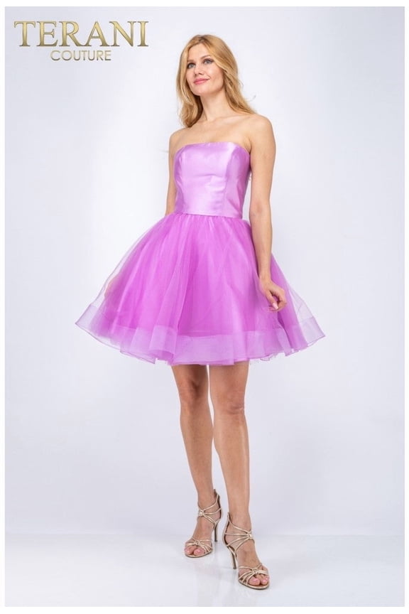 Women's Terani Couture 2011P1475 Short A-Line homecoming party Prom 2026 Dress Lilac Lavender 4 hoco 2025