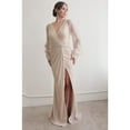 thumbnail image 1 of Women's Terani Couture 242M3360 Long Sequin evening elegant Gown with Sleeves Mother Of Groom Champagne Goldish Beige 20, 1 of 1