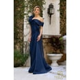 thumbnail image 1 of Women's Terani Couture 242m3342 Stretch Bodycon Mikado Off Shoulder Asymmetric Dress Navy Blue 14, 1 of 1