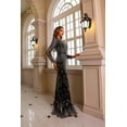 thumbnail image 1 of Women's Terani Couture 251GL4311 Beaded Long Sleeve Formal evening elegant Gown Black Silver 18, 1 of 1