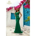 thumbnail image 1 of Women's Terani Couture 251M4440 Beaded Applique Peplum Long Formal evening elegant Gown Emerald Green 14, 1 of 1