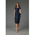 thumbnail image 1 of Women's Terani Couture 251c4171 Metallic Jacquard Bodycon Sleeveless Short Cocktail Dress Navy Blue 12, 1 of 1