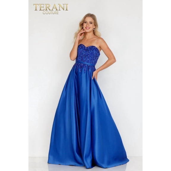 Women's Terani Couture Embellished Bodice Prom 2026 Dress With Sweetheart Neckline 231p0012 Royal Blue 4