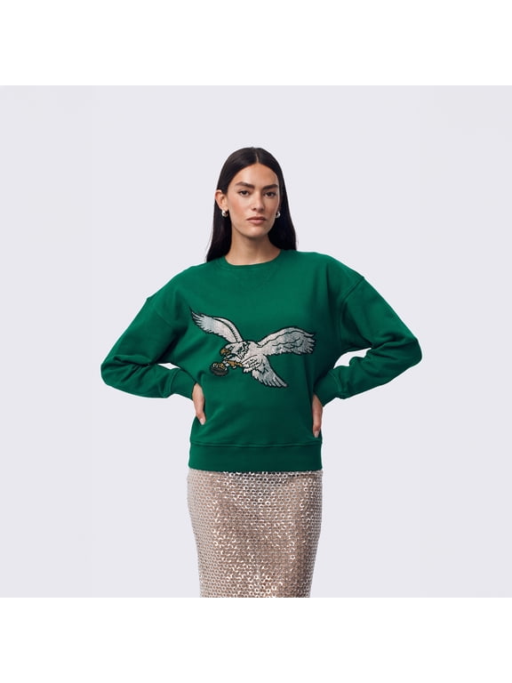 Women's Terez Kelly Green Philadelphia Eagles Gemstone Logo Crew