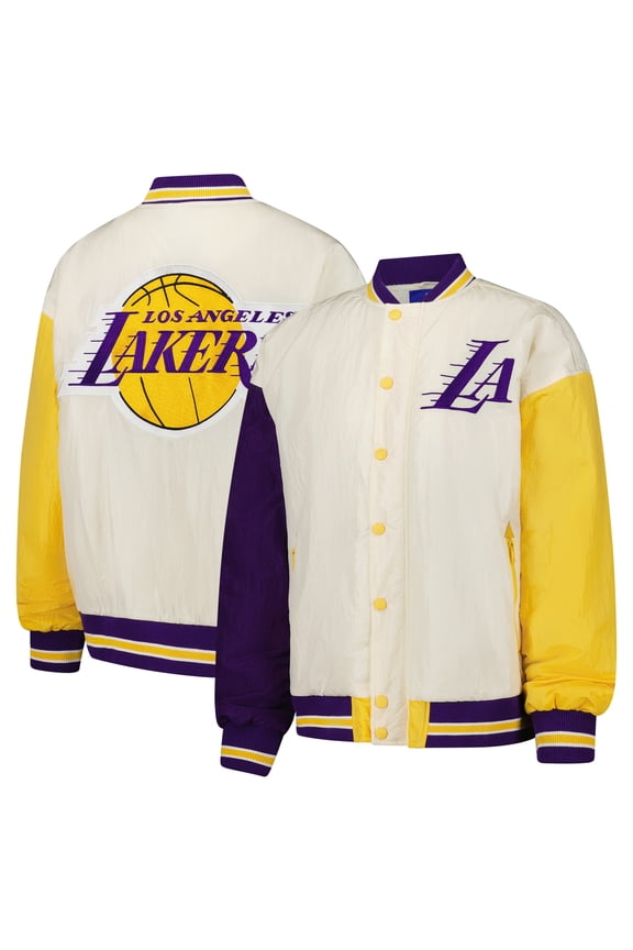 Women's Terez White Los Angeles Lakers Full-Snap Bomber Jacket