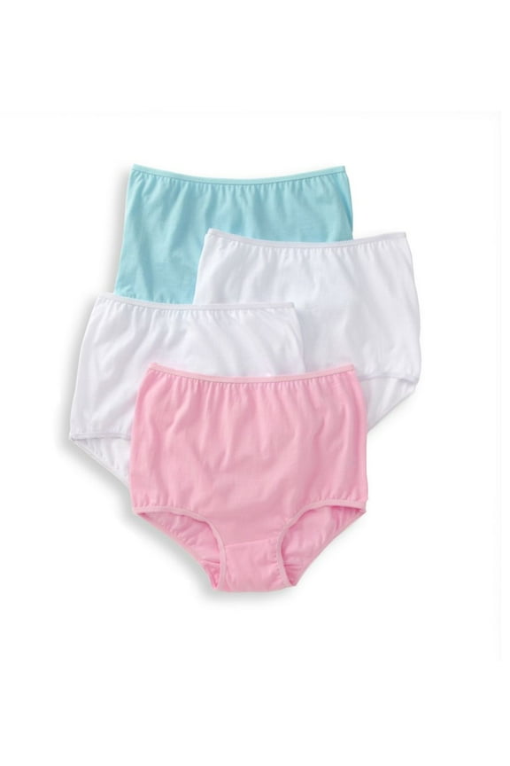 Women's Teri 122 Cotton Full Cut Brief Panties - 4 Pack (Assorted 13)