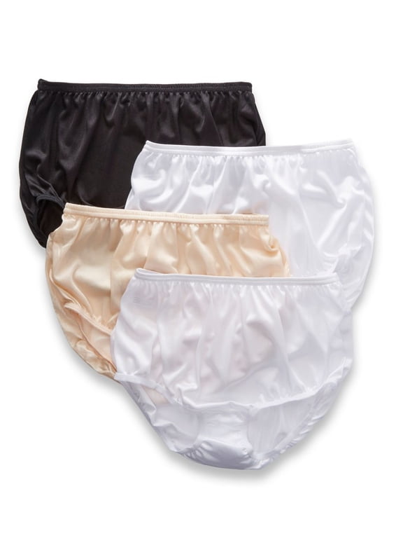 Women's Teri 331 Full Cut Nylon Brief Panty - 4 Pack (Basic Asst 11)
