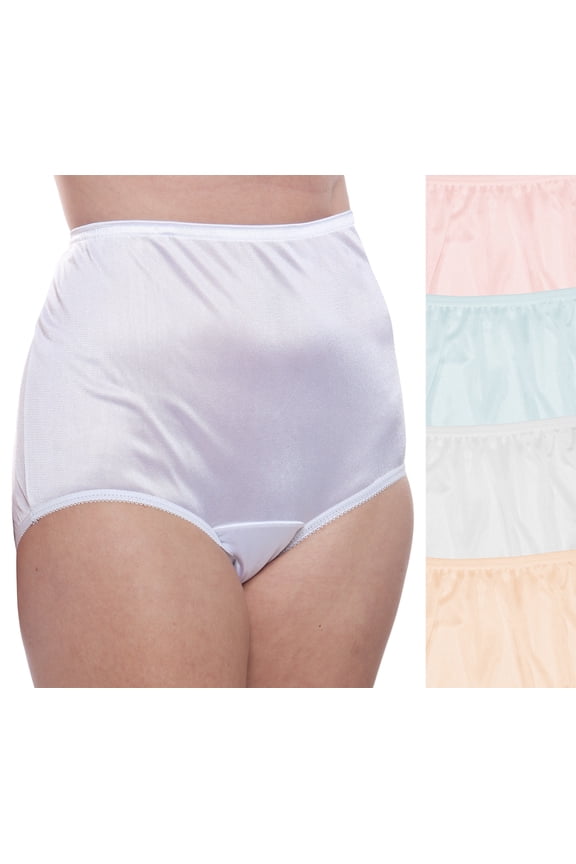 Nylon Brief Panty (Style 331/Plain Jane) 4 Pack in Assorted Pastels Size 11