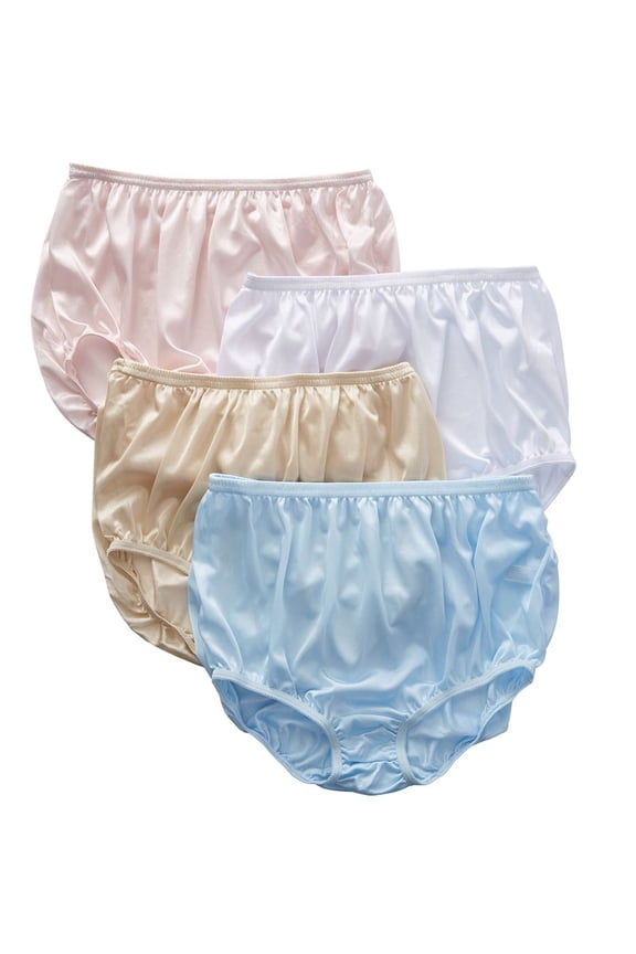Women's Teri 331X Plus Full Cut Nylon Brief Panty - 4 Pack (Assorted 11)