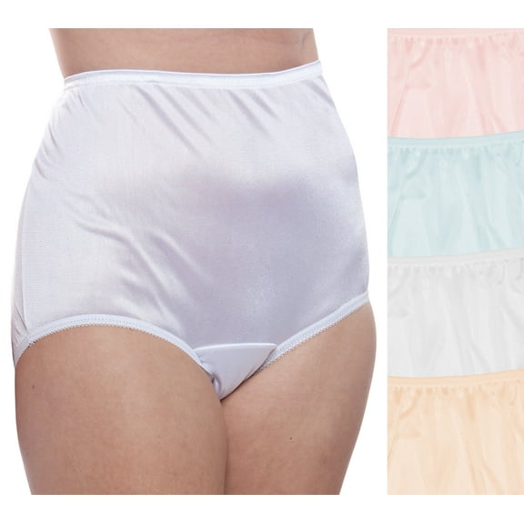 Nylon Brief Panty (Style 331/Plain Jane) 4 Pack in Assorted Pastels Size 14