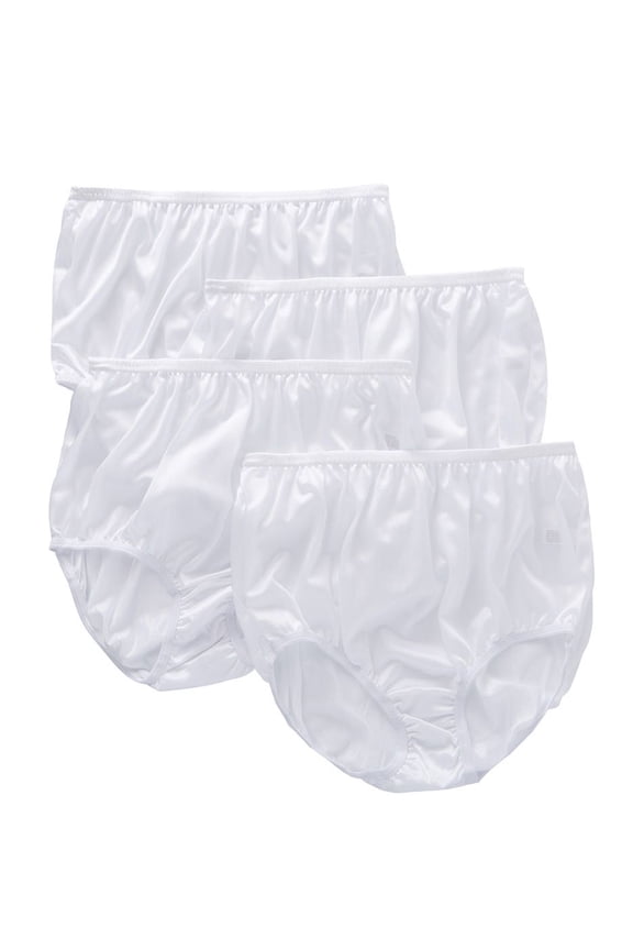Women's Teri 331X Plus Full Cut Nylon Brief Panty - 4 Pack (White 10)