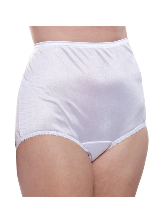 Nylon Brief Panty (Style 331/Plain Jane) 4 Pack in White Size 10