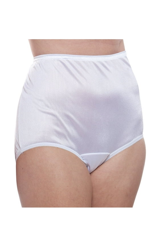 Nylon Brief Panty (Style 331/Plain Jane) 4 Pack in White Size 11