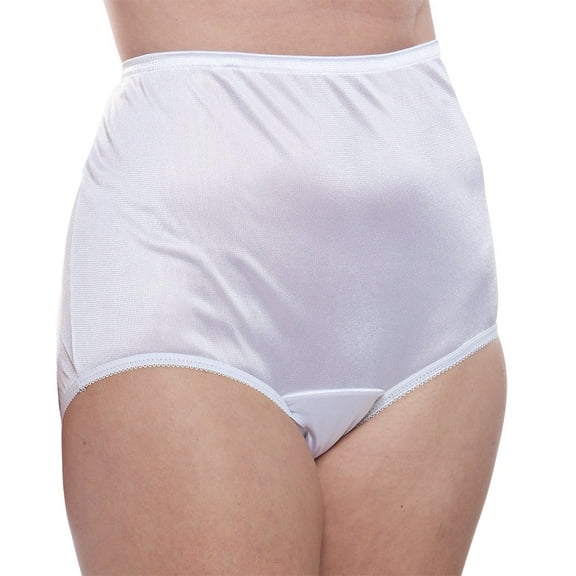 Nylon Brief Panty (Style 331/Plain Jane) 4 Pack in White Size 12