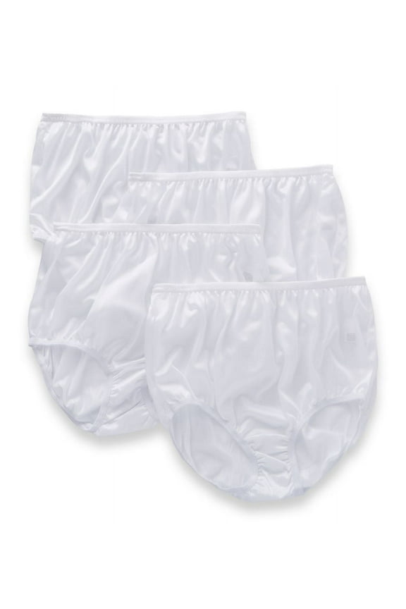 Women's Teri 331X Plus Full Cut Nylon Brief Panty - 4 Pack (White 14)