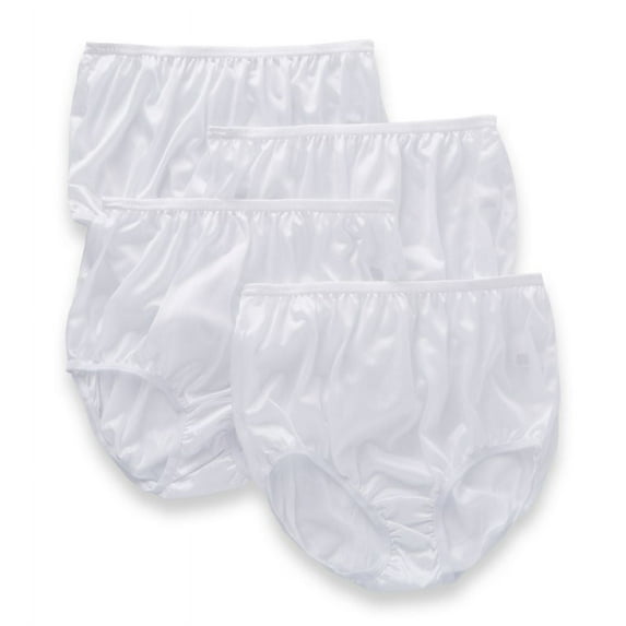 Nylon Brief Panty (Style 331/Plain Jane) 4 Pack in White Size 14