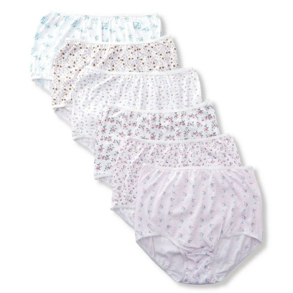 Women's Teri 822A Roses Are Red Cotton Brief Panty - 6 Pack (Roses Are Red 10)