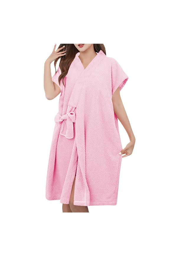 Women’s Terry Coral Fleece Bathrobe – Quick-Dry Spa Wrap Robe (2025 Cozy Autumn Essential)